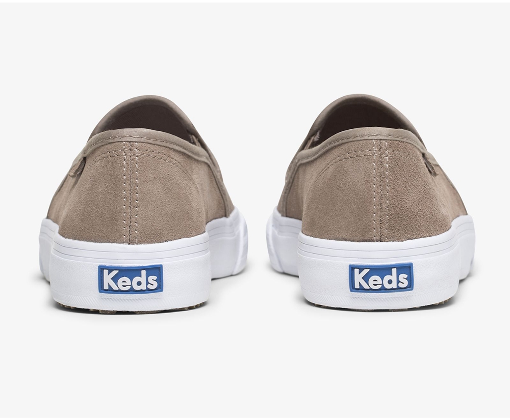 Slip Ons Keds Femme Grise - Double Decker Suede | NOK-21434608