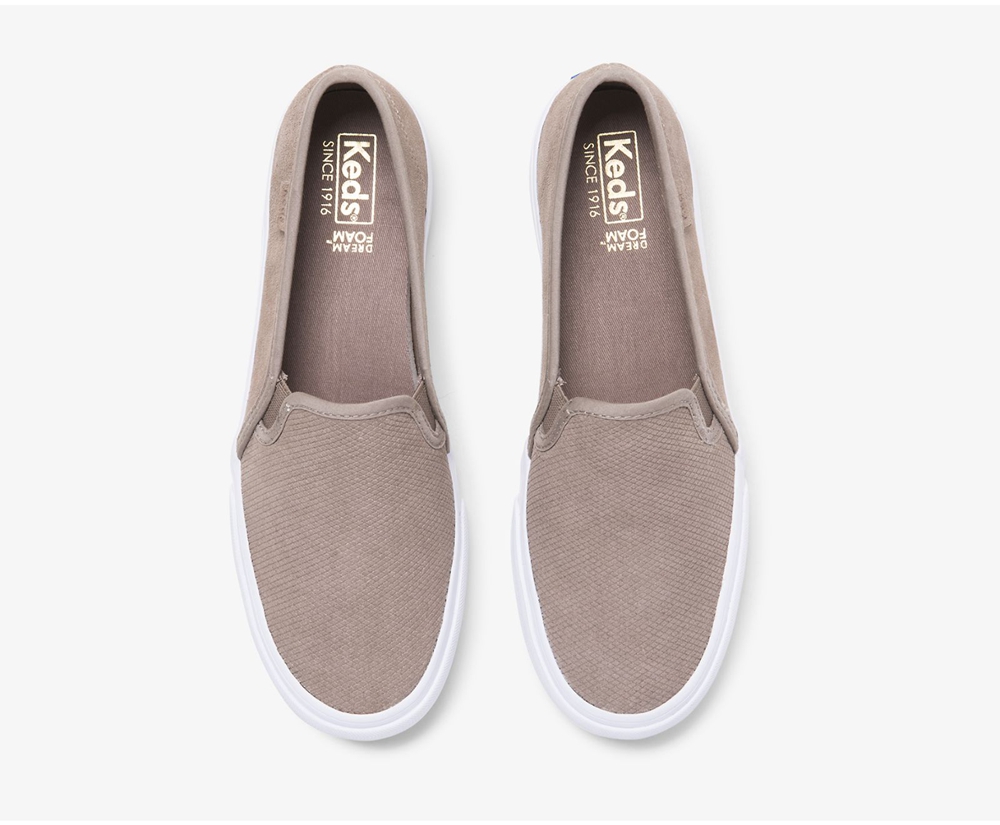 Slip Ons Keds Femme Grise - Double Decker Suede | NOK-21434608