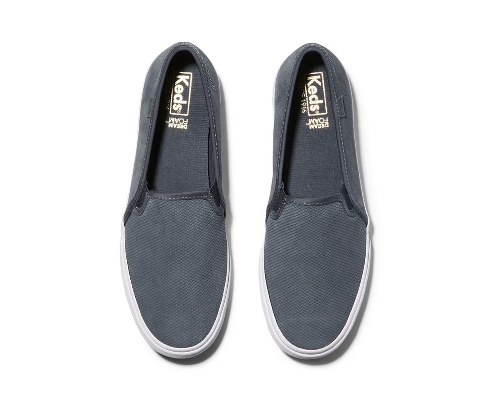 Slip Ons Keds Femme Grise - Double Decker Suede | JPF-43113724