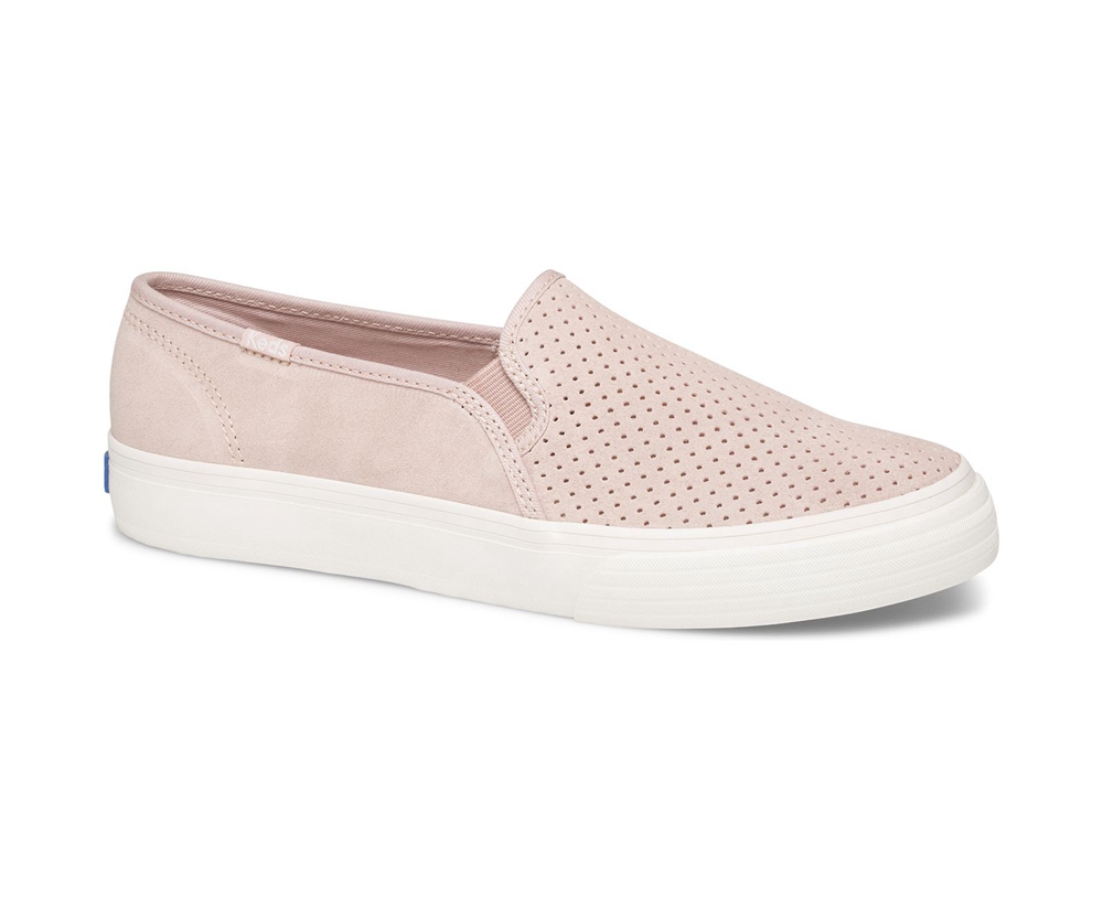 Slip Ons Keds Femme Rose - Double Decker Perf Suede | NEX-44418782