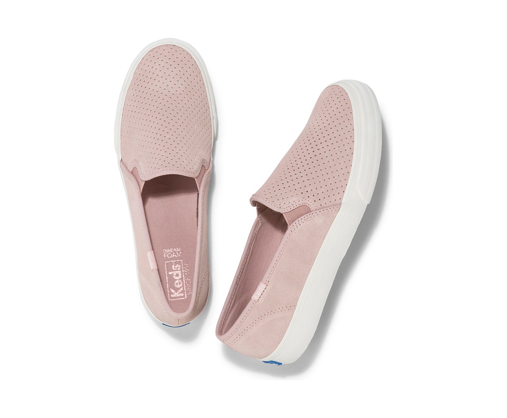 Slip Ons Keds Femme Rose - Double Decker Perf Suede | NEX-44418782