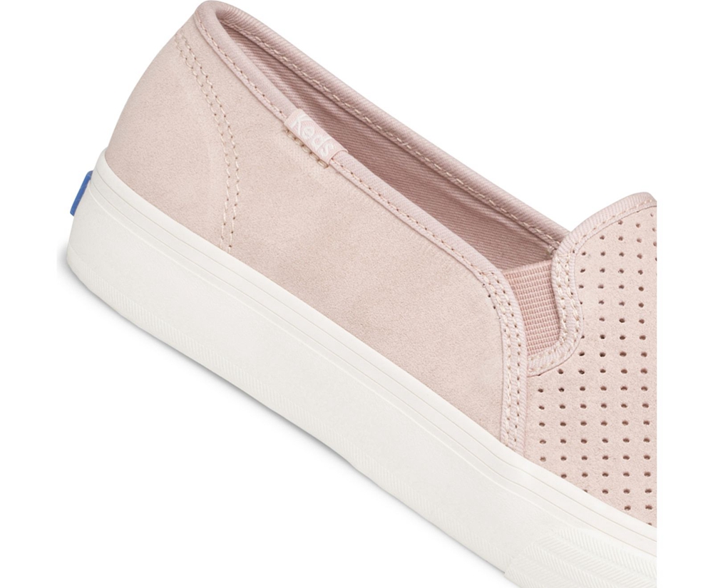 Slip Ons Keds Femme Rose - Double Decker Perf Suede | NEX-44418782