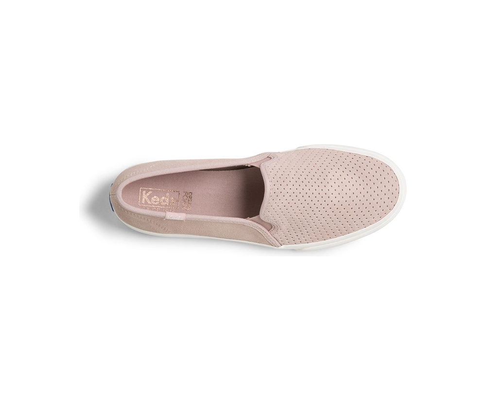 Slip Ons Keds Femme Rose - Double Decker Perf Suede | NEX-44418782