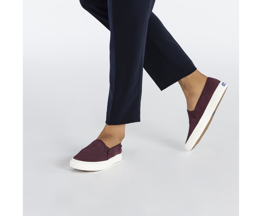 Slip Ons Keds Femme Violette - Double Decker Suede | ZTC-59230613