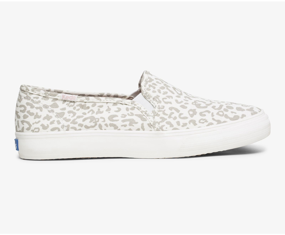 Slip Ons Keds Femme Blanche - Double Decker Animal | ZXM-74180306