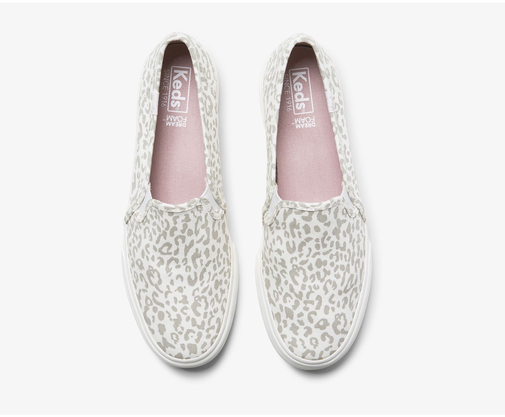 Slip Ons Keds Femme Blanche - Double Decker Animal | ZXM-74180306