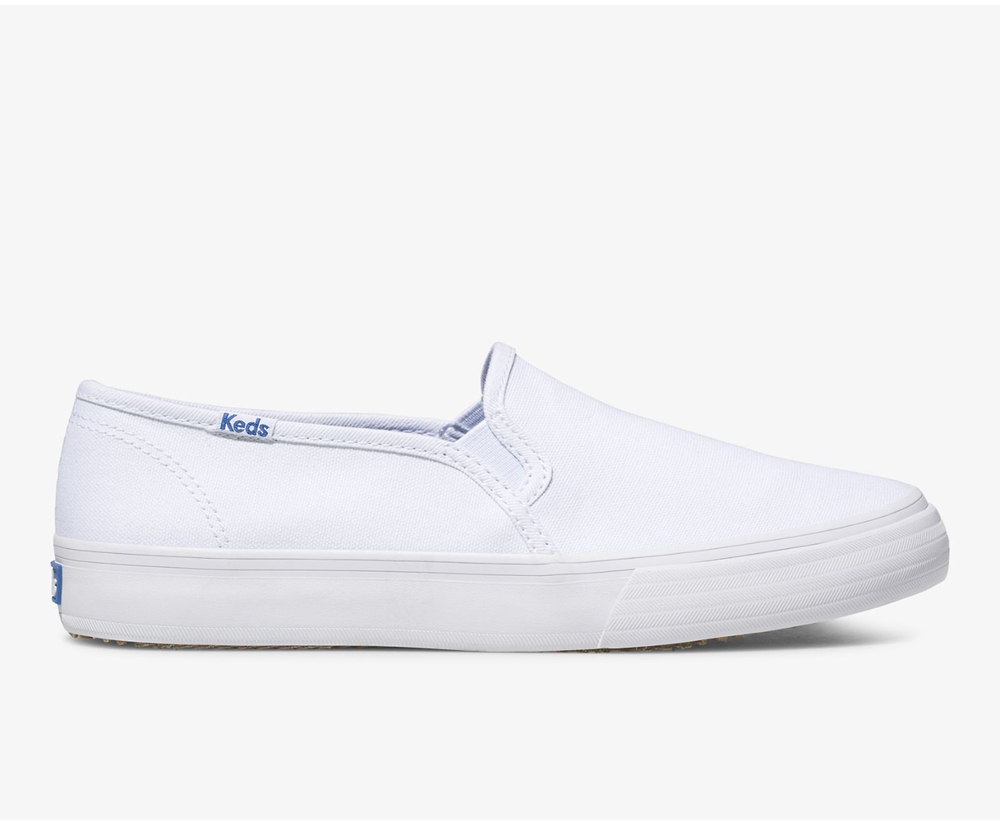 Slip Ons Keds Femme Blanche - Double Decker Toile | QMK-04782306