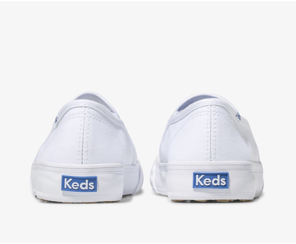 Slip Ons Keds Femme Blanche - Double Decker Toile | QMK-04782306