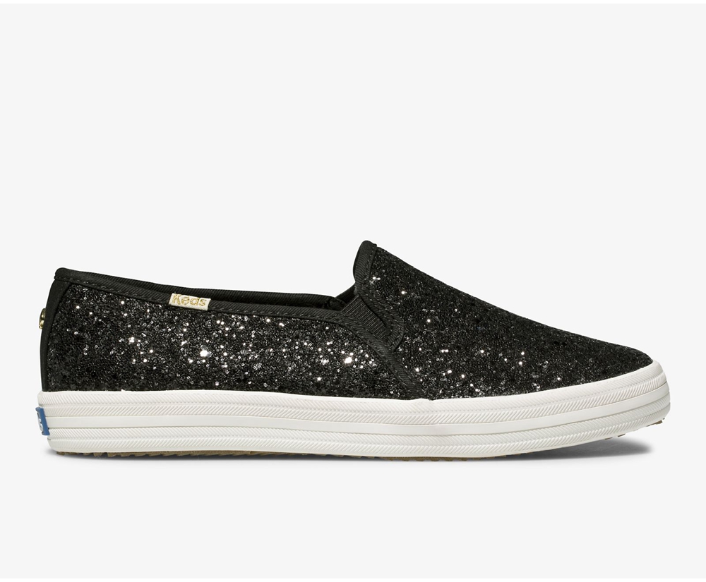 Slip Ons Keds Femme Noir - Kate Spade New York Double Decker Glitter | NAQ-64395231