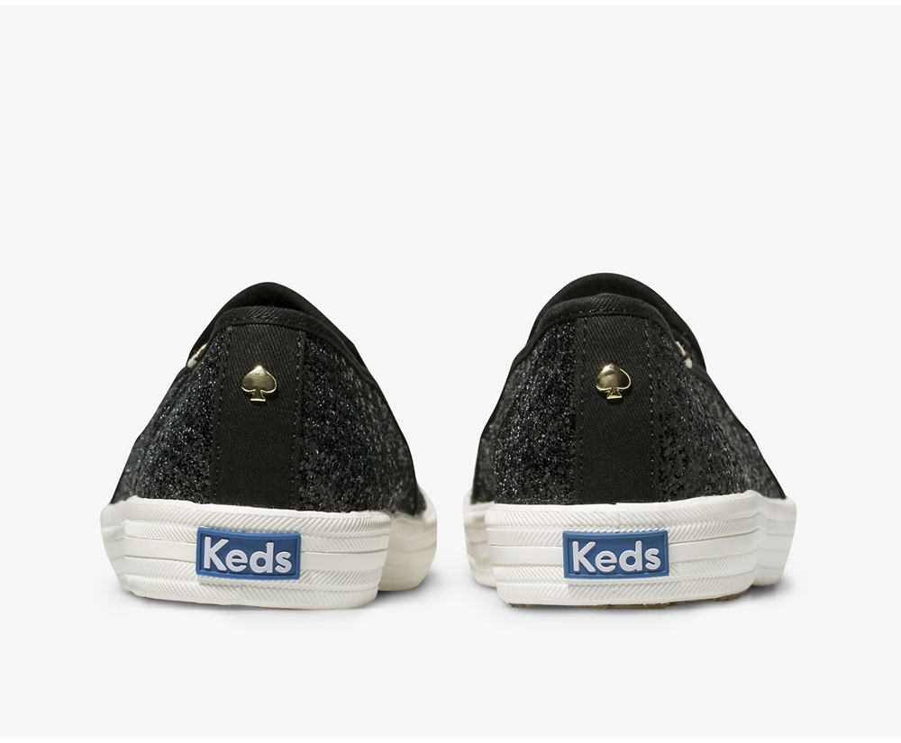 Slip Ons Keds Femme Noir - Kate Spade New York Double Decker Glitter | NAQ-64395231