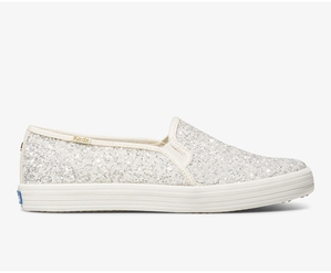 Slip Ons Keds Femme Blanche - Kate Spade New York Double Decker Glitter | DTW-11033919