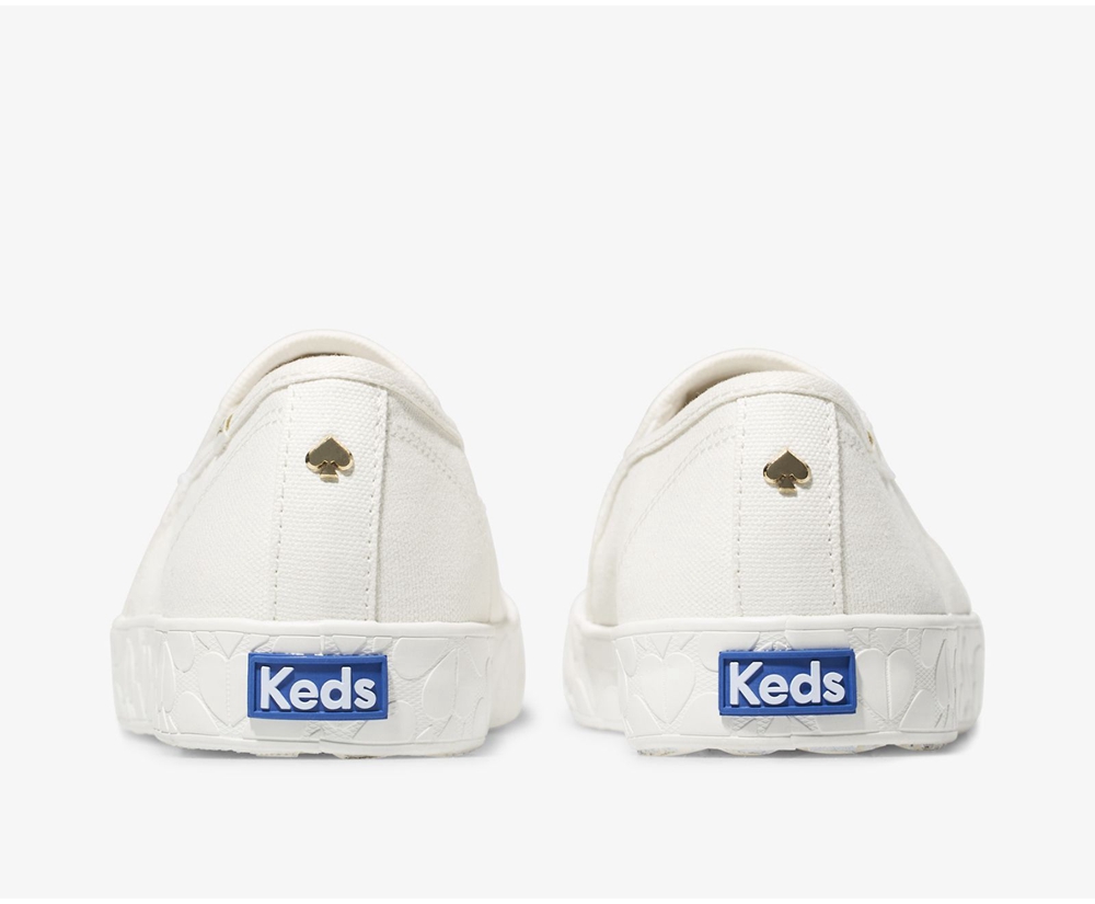 Slip Ons Keds Femme Blanche - Kate Spade New York Double Decker Logo Foxing | TYK-88330820