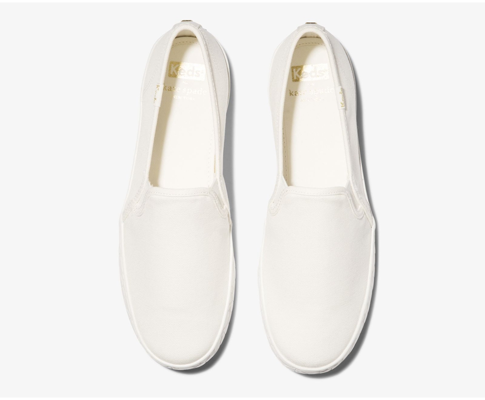 Slip Ons Keds Femme Blanche - Kate Spade New York Double Decker Logo Foxing | TYK-88330820