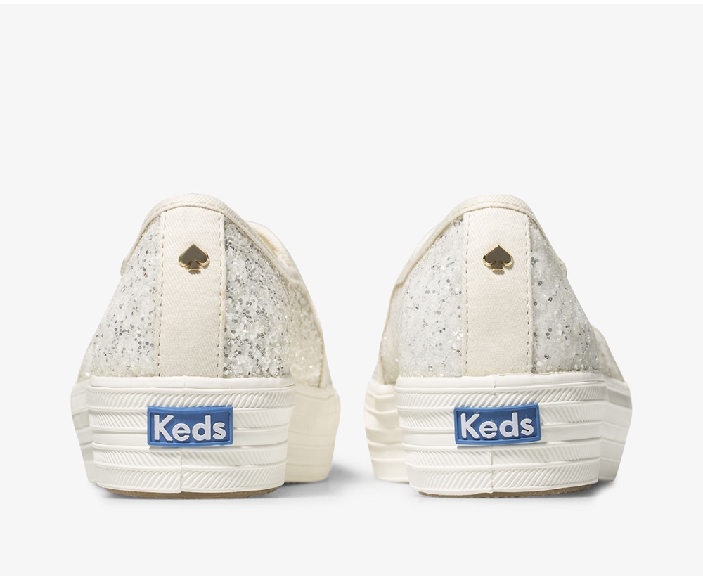 Slip Ons Keds Femme Blanche - Kate Spade New York Triple Decker Glitter | GDL-88581068