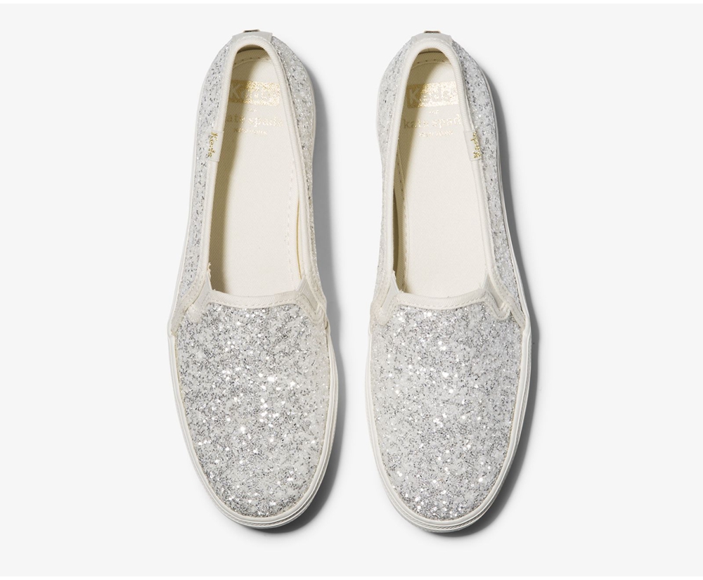 Slip Ons Keds Femme Blanche - Kate Spade New York Triple Decker Glitter | GDL-88581068