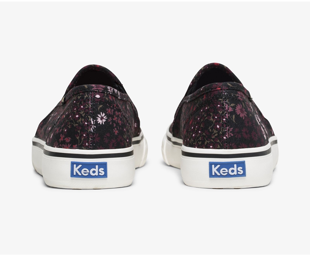 Slip Ons Keds Femme Noir/Multicolore - Washable Double Decker Floral | WGO-51341827