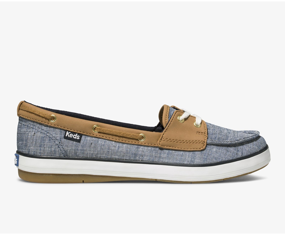 Slip Ons Keds Femme Bleu Marine - Charter Airy Chambray | JRF-71975739