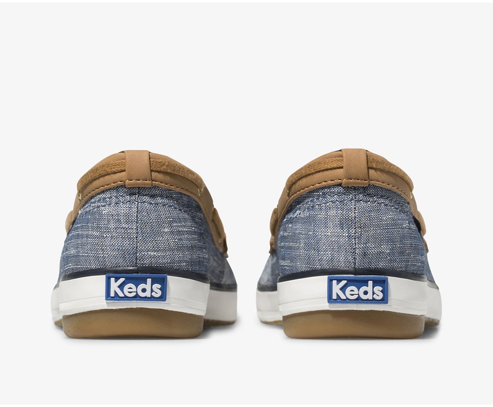 Slip Ons Keds Femme Bleu Marine - Charter Airy Chambray | JRF-71975739