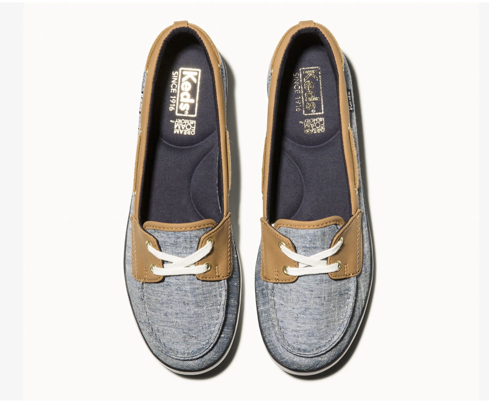 Slip Ons Keds Femme Bleu Marine - Charter Airy Chambray | JRF-71975739