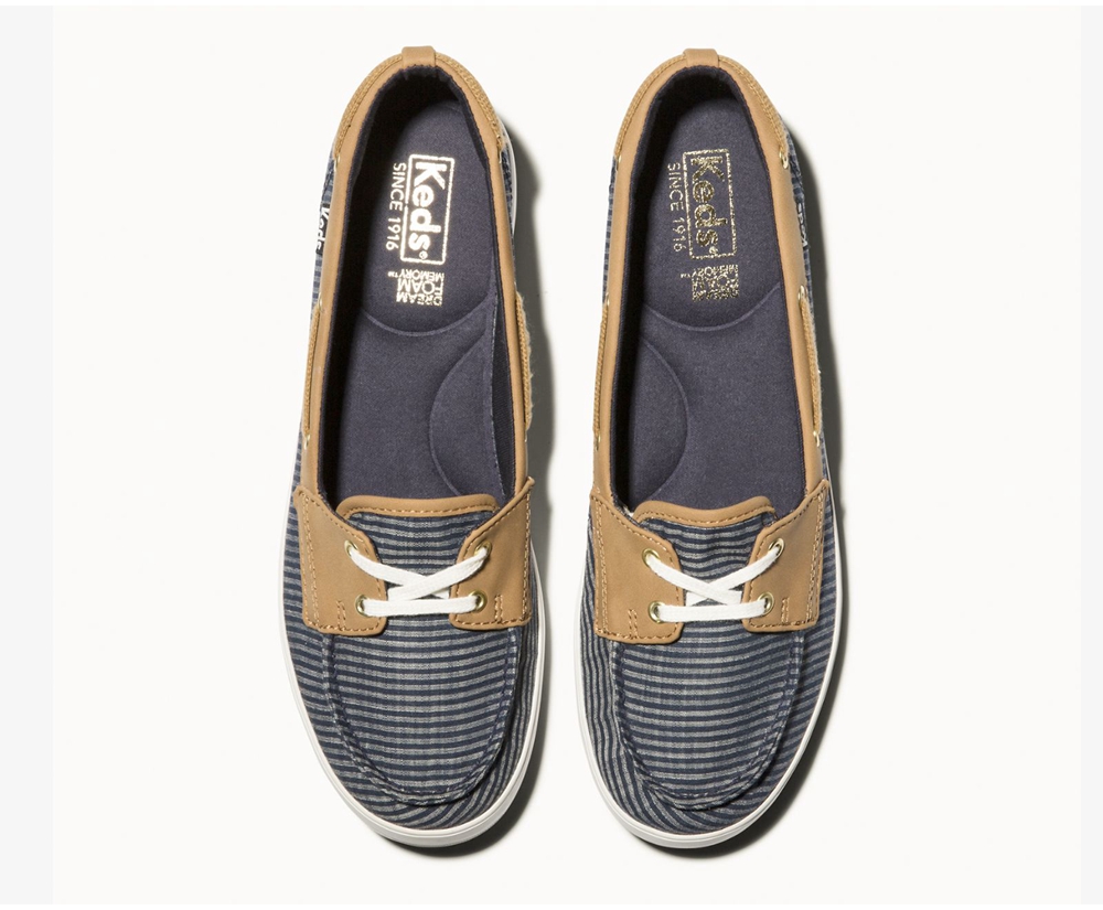 Slip Ons Keds Femme Bleu Marine - Charter Stripe | BFB-90303952