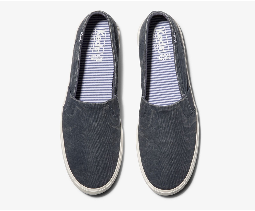 Slip Ons Keds Femme Bleu Marine - Clipper Washed Solids | NJX-36091220